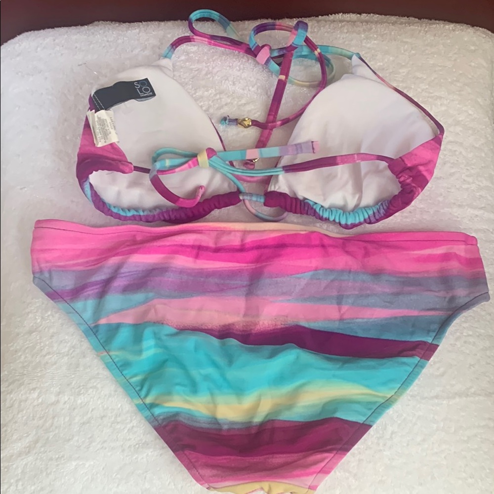 NWOT Multicolor Striped Bikini Set - Picture 3 of 10